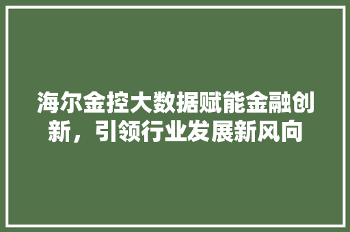 海尔金控大数据赋能金融创新，引领行业发展新风向