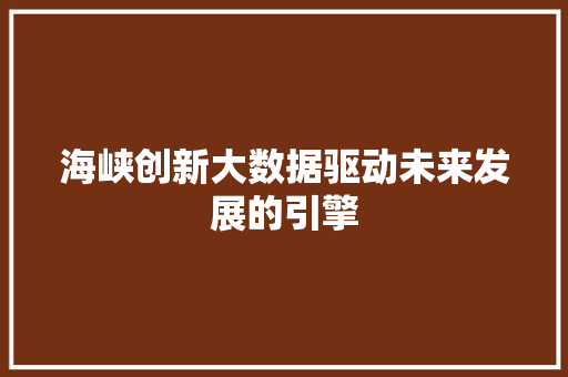 海峡创新大数据驱动未来发展的引擎