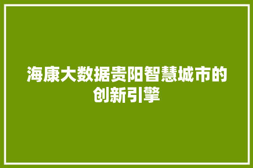 海康大数据贵阳智慧城市的创新引擎