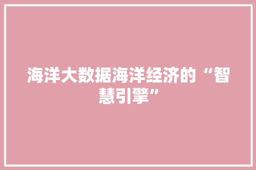 海洋大数据海洋经济的“智慧引擎”