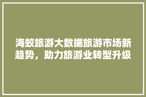 海蛟旅游大数据旅游市场新趋势，助力旅游业转型升级