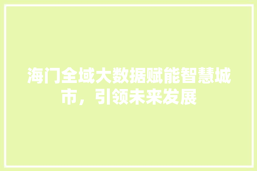 海门全域大数据赋能智慧城市，引领未来发展