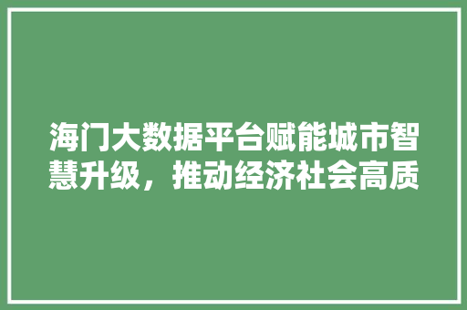 海门大数据平台赋能城市智慧升级，推动经济社会高质量发展