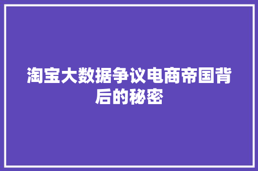 淘宝大数据争议电商帝国背后的秘密