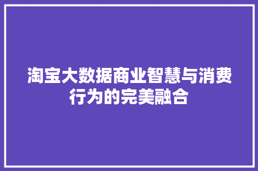 淘宝大数据商业智慧与消费行为的完美融合