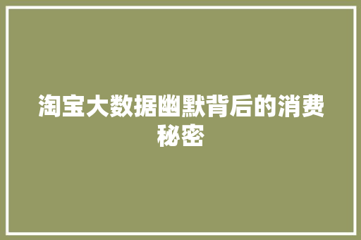 淘宝大数据幽默背后的消费秘密