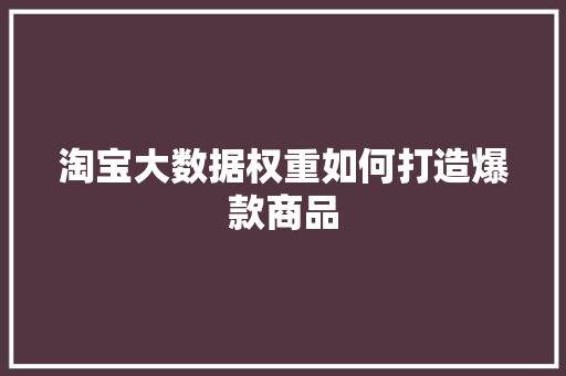 淘宝大数据权重如何打造爆款商品