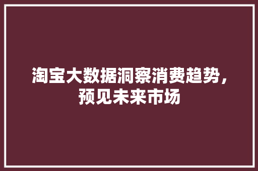 淘宝大数据洞察消费趋势，预见未来市场
