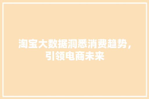淘宝大数据洞悉消费趋势，引领电商未来