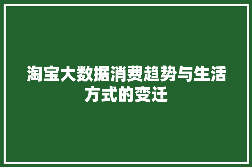 淘宝大数据消费趋势与生活方式的变迁