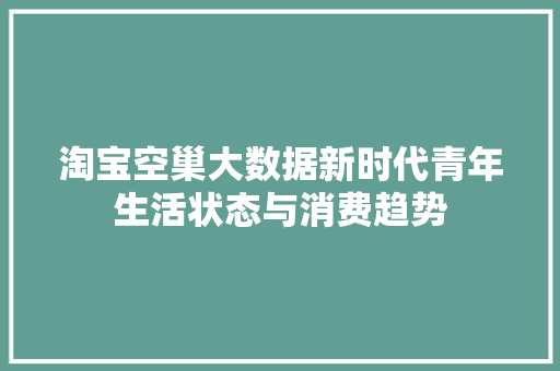 淘宝空巢大数据新时代青年生活状态与消费趋势