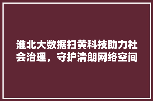 淮北大数据扫黄科技助力社会治理，守护清朗网络空间