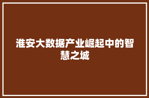 淮安大数据产业崛起中的智慧之城
