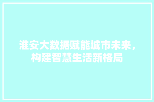 淮安大数据赋能城市未来，构建智慧生活新格局