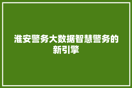 淮安警务大数据智慧警务的新引擎