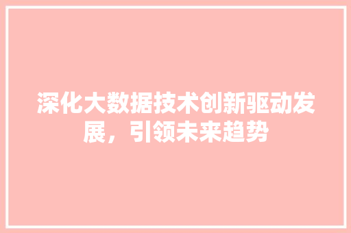 深化大数据技术创新驱动发展，引领未来趋势