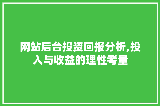 网站后台投资回报分析,投入与收益的理性考量