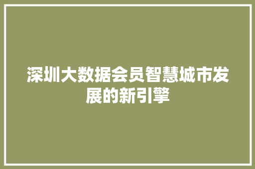 深圳大数据会员智慧城市发展的新引擎