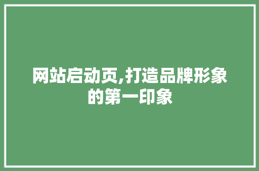 网站启动页,打造品牌形象的第一印象