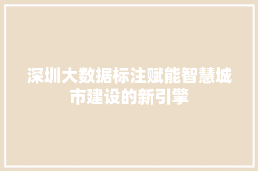 深圳大数据标注赋能智慧城市建设的新引擎