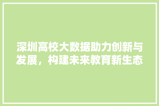 深圳高校大数据助力创新与发展，构建未来教育新生态