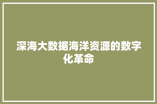 深海大数据海洋资源的数字化革命