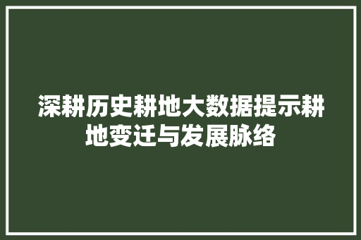 深耕历史耕地大数据提示耕地变迁与发展脉络