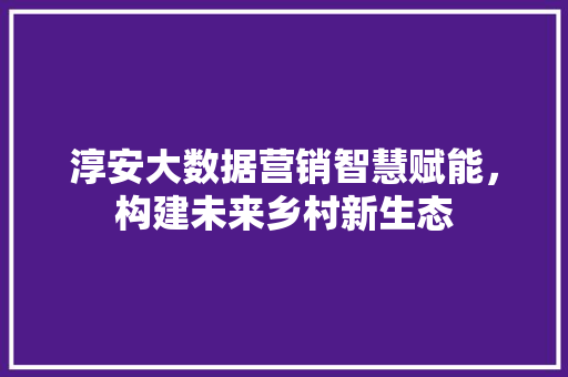 淳安大数据营销智慧赋能，构建未来乡村新生态