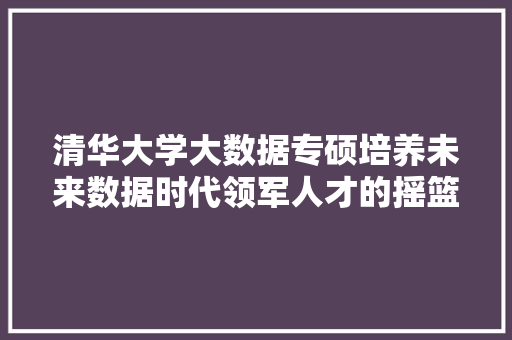 清华大学大数据专硕培养未来数据时代领军人才的摇篮