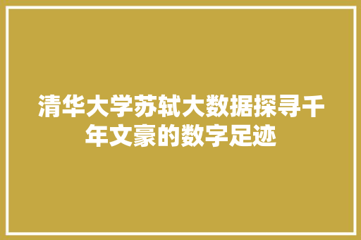 清华大学苏轼大数据探寻千年文豪的数字足迹