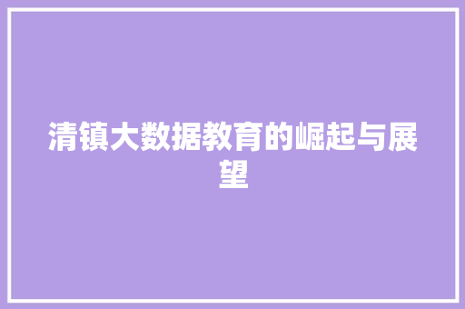 清镇大数据教育的崛起与展望