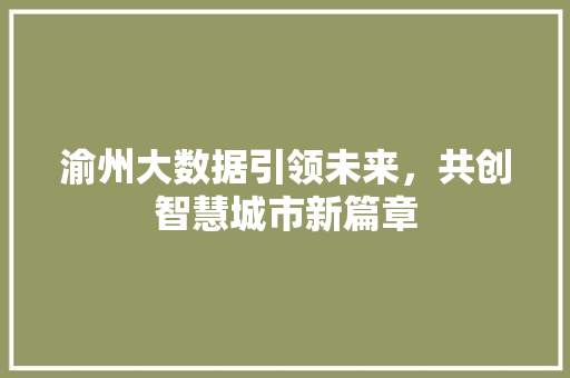 渝州大数据引领未来，共创智慧城市新篇章