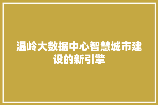 温岭大数据中心智慧城市建设的新引擎