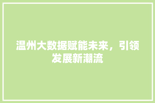 温州大数据赋能未来，引领发展新潮流