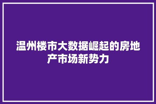 温州楼市大数据崛起的房地产市场新势力