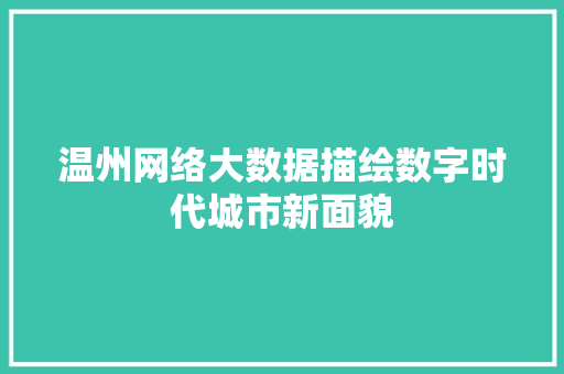 温州网络大数据描绘数字时代城市新面貌