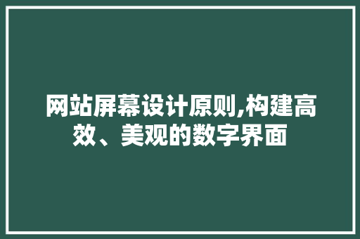 网站屏幕设计原则,构建高效、美观的数字界面