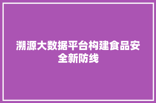 溯源大数据平台构建食品安全新防线