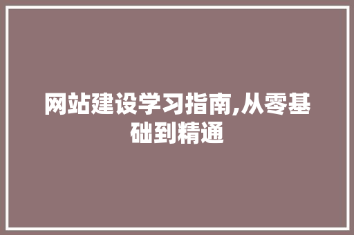 网站建设学习指南,从零基础到精通
