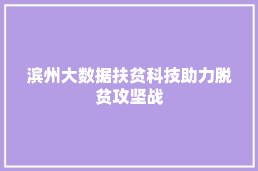滨州大数据扶贫科技助力脱贫攻坚战