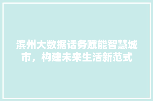 滨州大数据话务赋能智慧城市，构建未来生活新范式