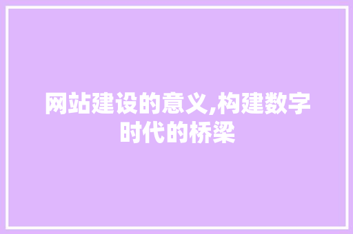 网站建设的意义,构建数字时代的桥梁