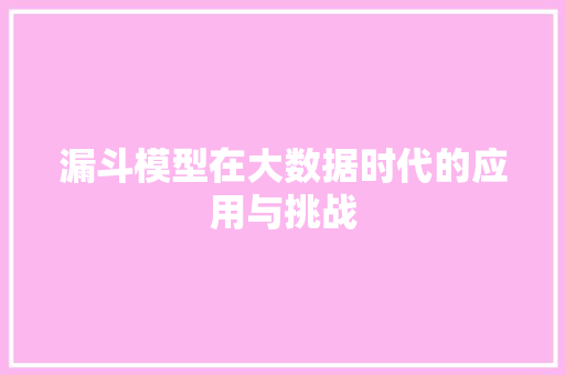 漏斗模型在大数据时代的应用与挑战