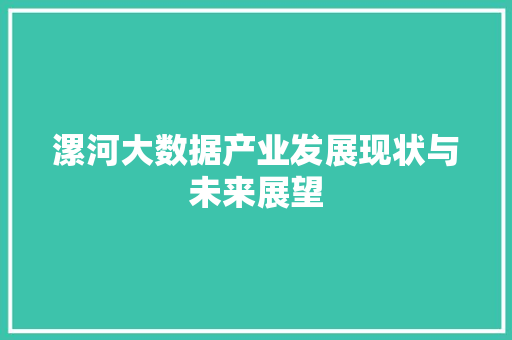 漯河大数据产业发展现状与未来展望