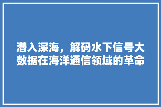 潜入深海，解码水下信号大数据在海洋通信领域的革命性应用