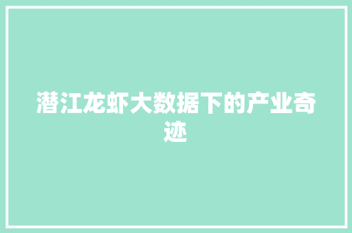 潜江龙虾大数据下的产业奇迹