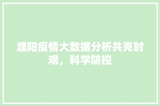 濮阳疫情大数据分析共克时艰，科学防控