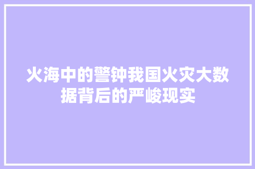 火海中的警钟我国火灾大数据背后的严峻现实
