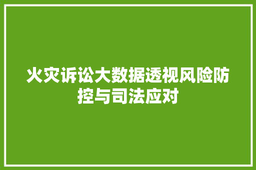 火灾诉讼大数据透视风险防控与司法应对
