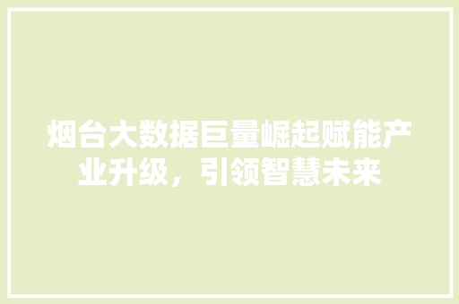 烟台大数据巨量崛起赋能产业升级，引领智慧未来